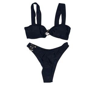 Golden Spiral Black Bikini Set Bathing Suit Medium Beach Summer Brazilian Cut